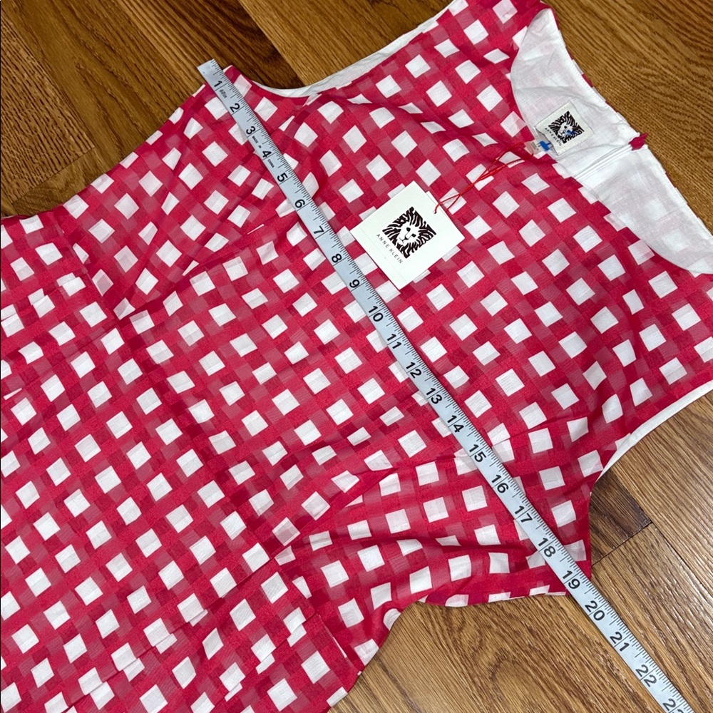 Anne Klein Red and White Gingham Midi Dress - Picture 11 of 14